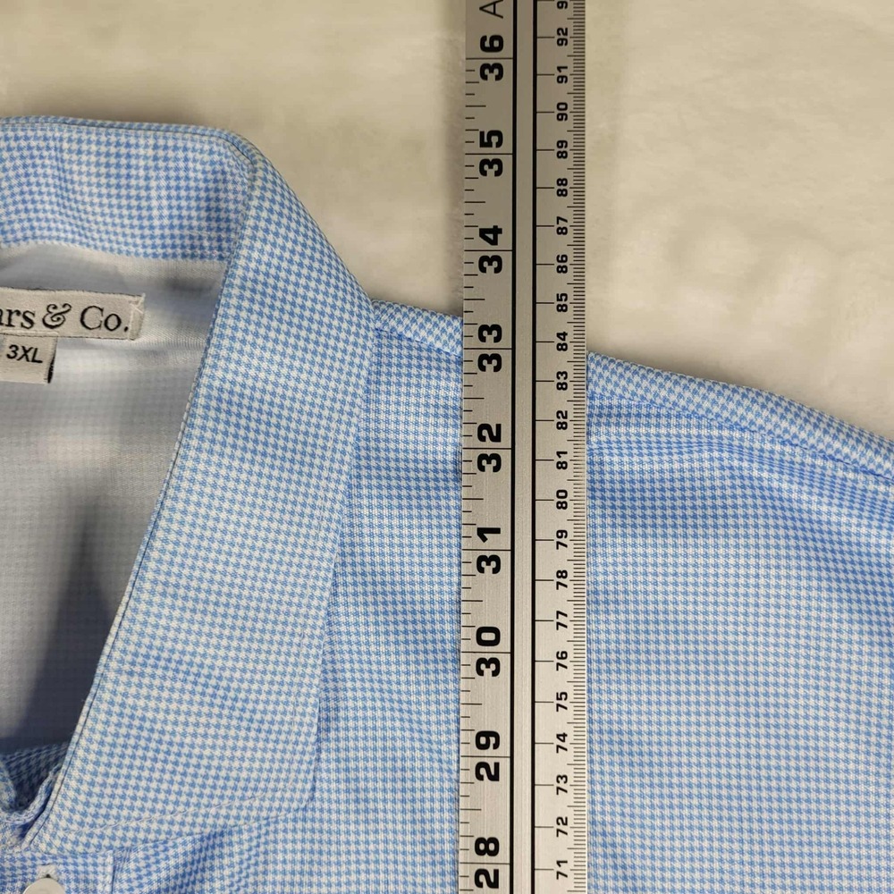 Collars & Co Polo Shirt Men's 3XL Blue Check Dress Collar Performance Golf - Picture 3 of 7